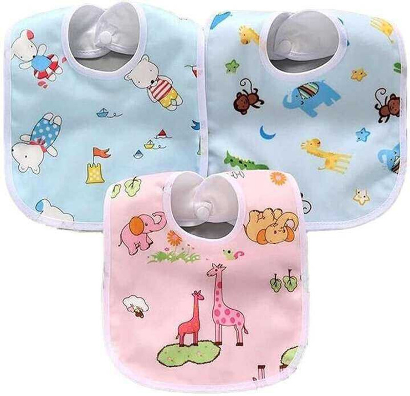 Shivaashish Enterprise Waterproof Baby Bibs Combo (Pack of 3) | Soft & Washable | Snap Button Closure(Multicolor)
