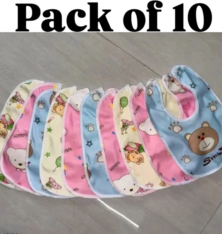 Aksh Enterprises Baby bibs||pack of 10(Multicolours)