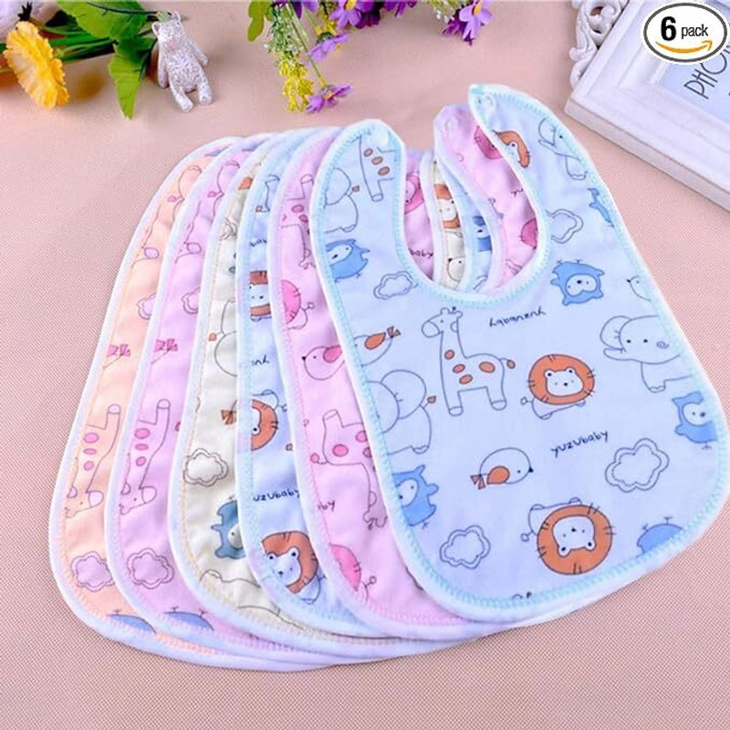 Vadhavan Double Layered Waterproof Bibs Pack Of 6(PINK,YELLOW,BLUE,LIGHTBLUE)