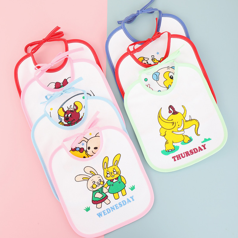 THE LITTLE BUNNY HOP IN STYLE Combo Pack 7 Bibs Cloths For Baby, Daily Food Catcher Cloth(Multicolor)