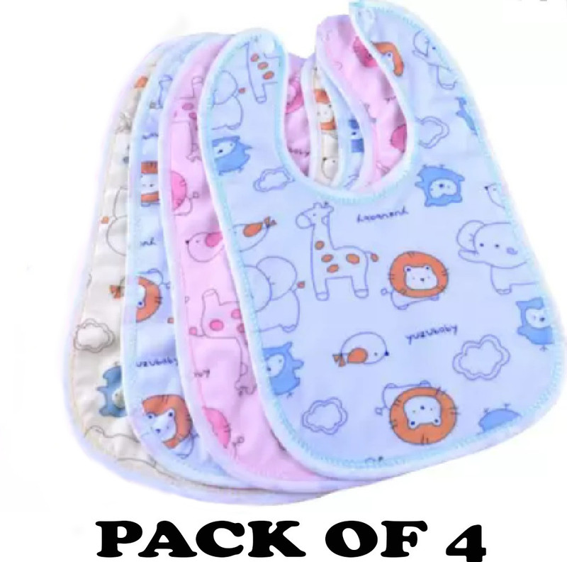 QinPin Fastdry Round neck Baby Bibs Apron,waterproof Cotton buttoned bibs for boy girl(Multicolor)
