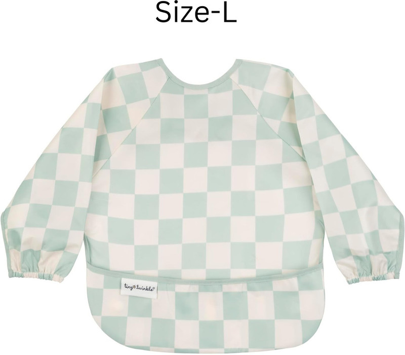 Tiny Twinkle Mess Proof Baby Bib, Full Sleeve Bib Outfit , Large (2-4 Years)(Green)