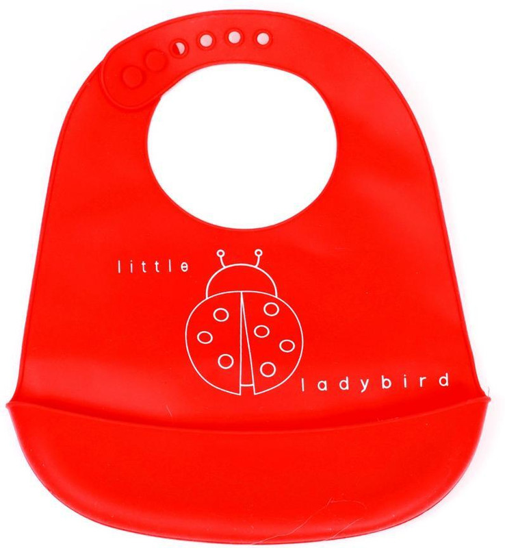 CHILD CHIC Soft Silicone Waterproof Baby Bib with Adjustable Buttons for Mess-Free Feeding(Red)