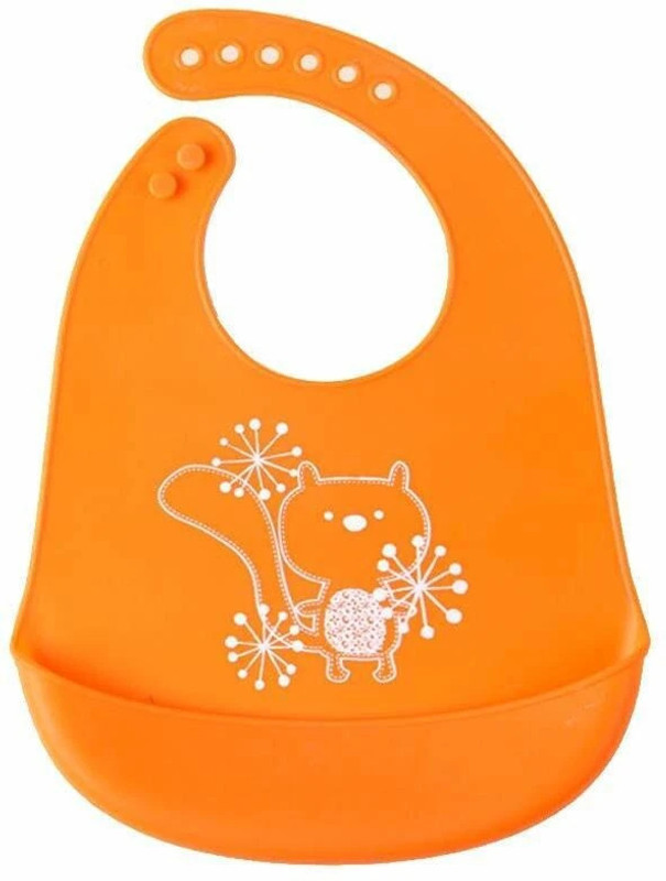 SYGA Baby Cartoon Printing Waterproof Silicone Bib Rice Pocket_Orange(Orange)