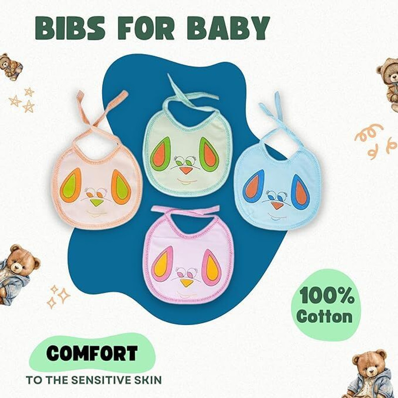 Wagwanfly Bibs-Ear Set of 4 | Bibs for Baby Boy's & Girls | Infant Apron(Ear)