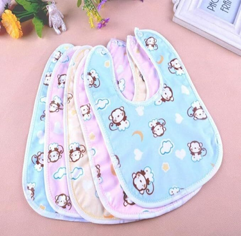 Vadhavan Cotton Baby Bibs with Titch Button|Soft Cotton Washable for Babies (5pc)(MULTILCOR)