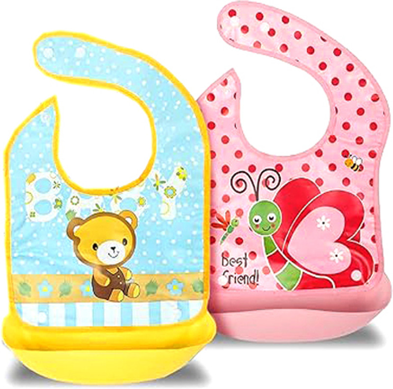 Avekin Baby Silicone Feeding Bibs |Waterproof Bib With Detachable Tray | Baby Apron(Multicolor)
