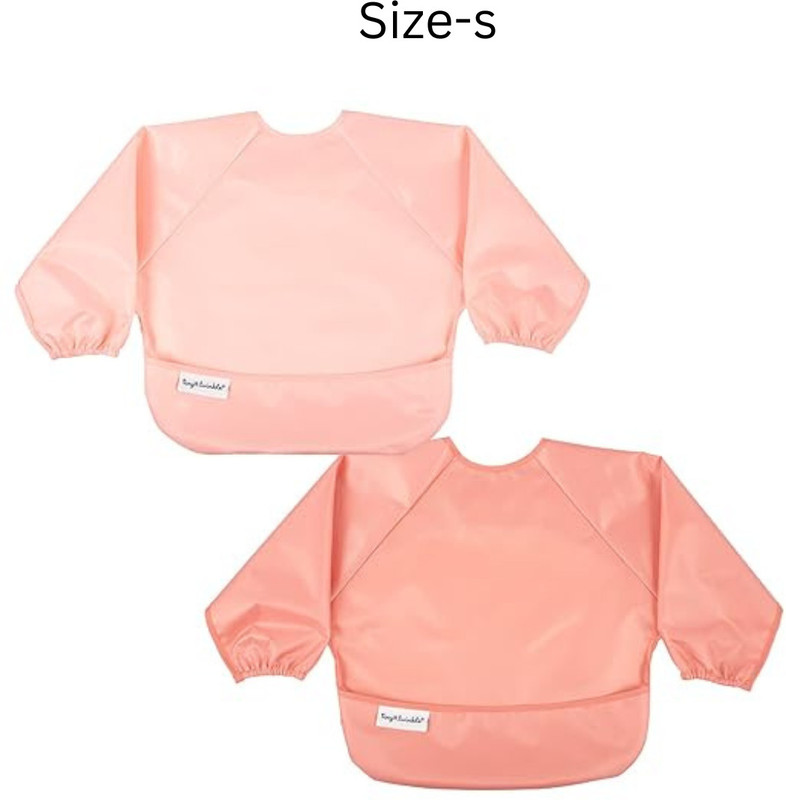Tiny Twinkle Waterproof Long Sleeve Bibs Small, (6-24 Months) Pack of 2(Terracotta Peach)