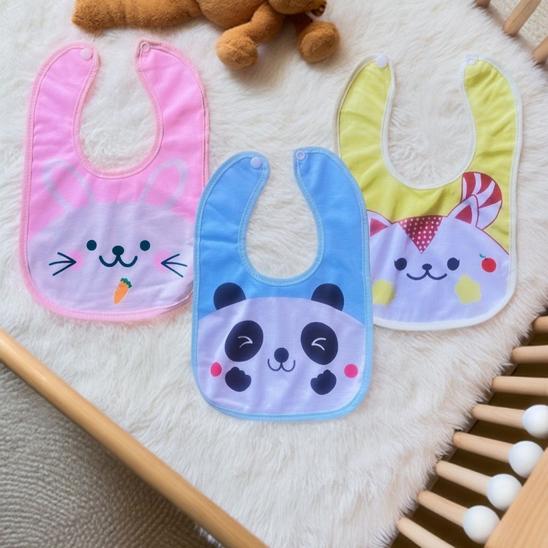 mummaskidscare Soft Cotton Baby Bib(Pink, Blue, Yellow)