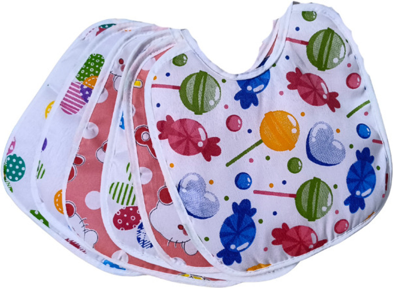Paandri colourfull bibs for kids for feeding and drooling pack of 6(Multicolor)