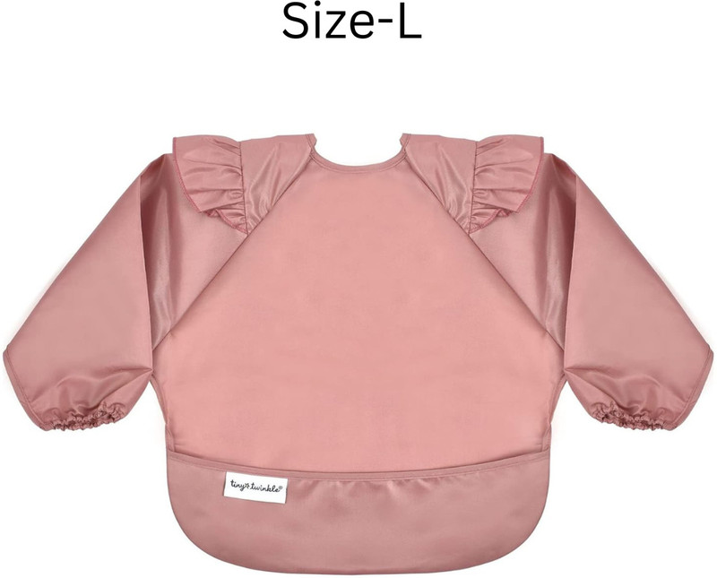 Tiny Twinkle Mess Proof ,Full Sleeve Bibs, Waterproof, Bibs for Eating (Large)(Taupe)