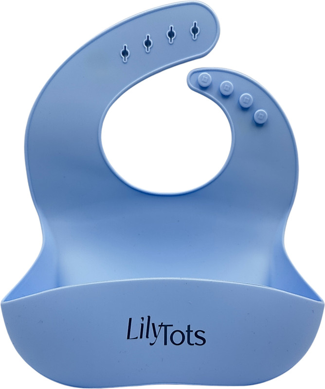 LilyTots Silicone Bib for Babies & Kids - Adjustable, Soft Edge, Food Catcher for Feeding(Baby Blue)