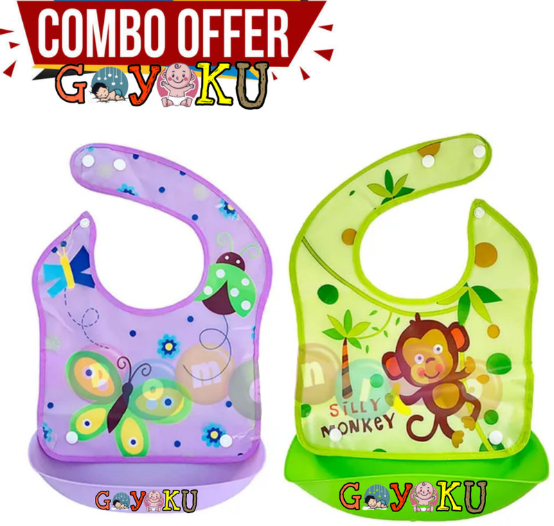 Goyoku Baby Silicone Tray Bib With Detachable Food Catcher(silicone bib)