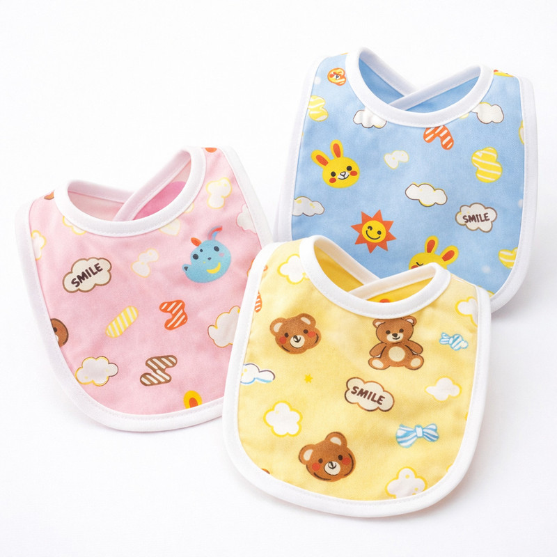 Cudrazy Cotton Baby Bibs for Feeding & Drooling – Soft, Reusable & Washable (Pack of 2)(Yellow, Skyblue)