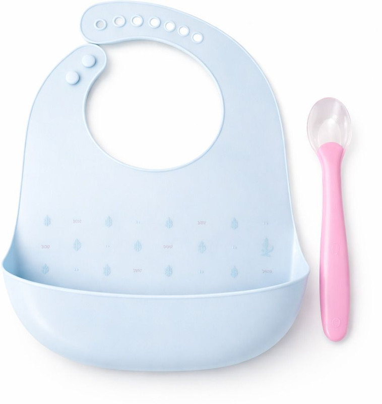 Babyrose Silicone Baby Bib & Spoon Set BPA Free | Waterproof Feeding Combo(Multicolor)