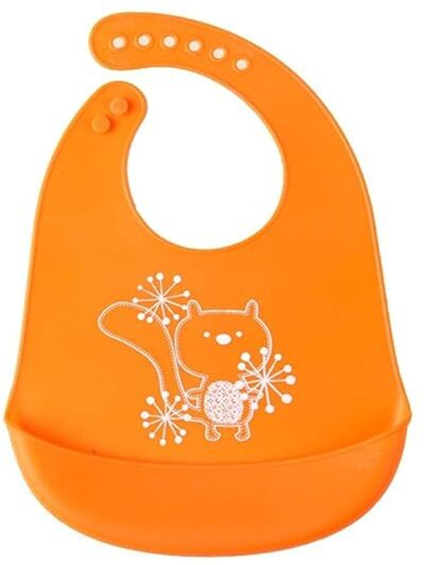 Kreativ Tadkaa Silicone Baby Feeding Bibs Adjustable Neckline(Orange)