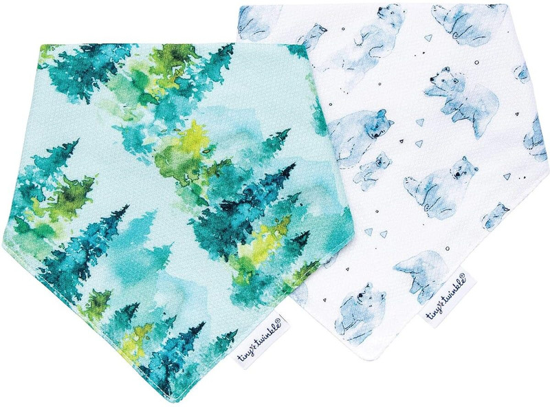Tiny Twinkle Bandana Bibs, Super Absorbent Drool and Teething Bib (Pack of 2)(Forest)