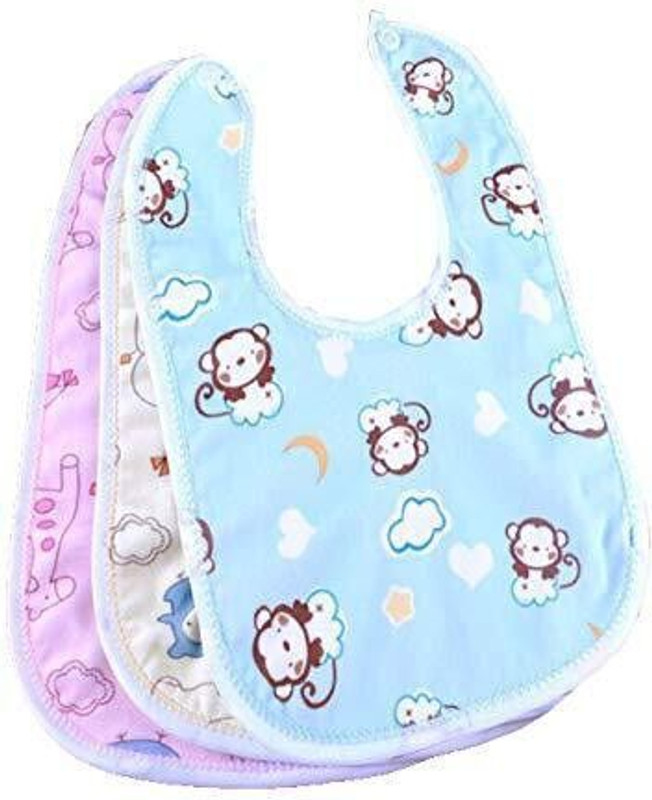 Probang Waterproof Baby Bibs for Baby Boy & Girl,Pack of 3,free U Shaped kids Toothbrush(Blue, Pink, White)