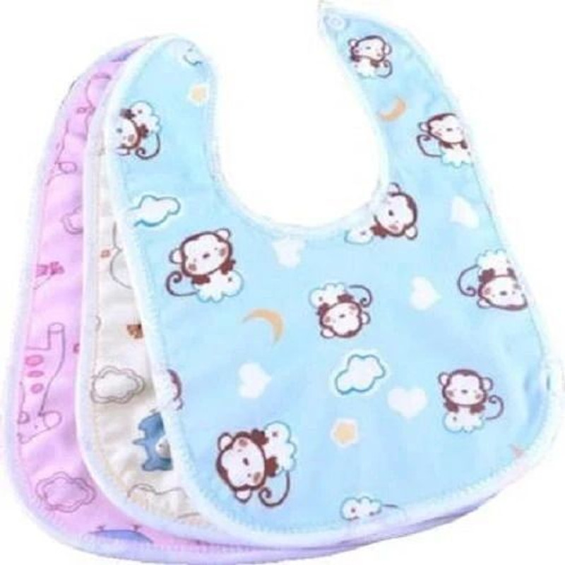 EMPOISON ® Bib for Infants Daily Use Super Soft Cotton Fast-Dry Printed Bibs - Set of 3(Multicolor)