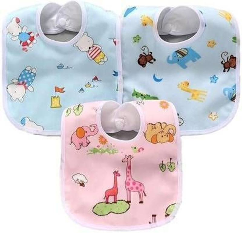 SS Enterprises Waterproof and Quick Dry Baby Bibs Pack of 3(Multicolor)
