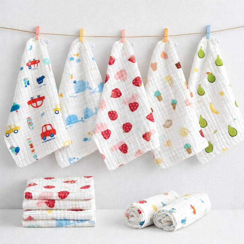 HONOR YOUR HOME 6 Layer Muslin-Cotton Burp Cloth For Newborn Babies (Pack of 5)(White)
