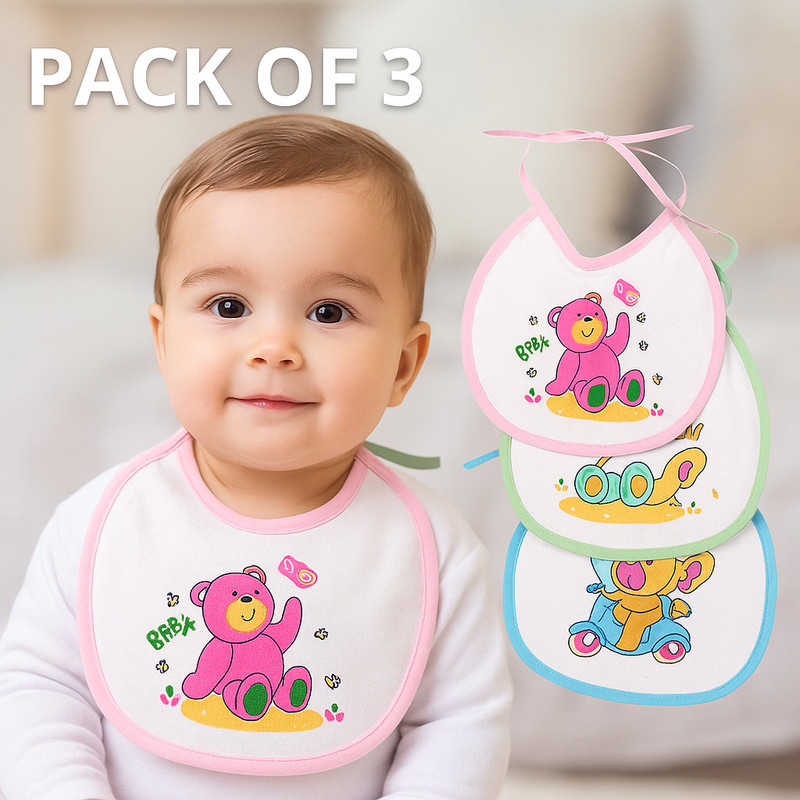 MODERN HEADOS Baby Bibs Pack of 3| Bibs for new born baby ( Multi colour)(Multicolor)