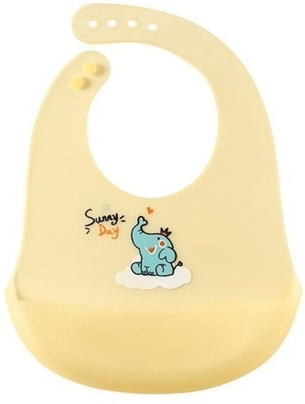 Mini Love Silicone Baby Bib, Saliva Drool Bag, Drool Towel Lightweight Waterproof Bib(Yellow)