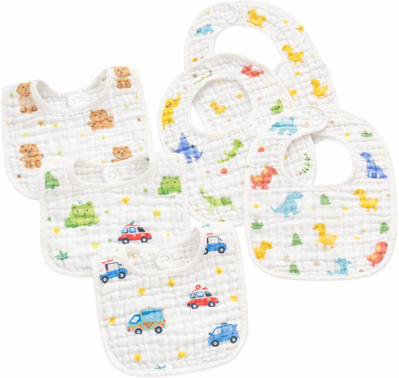 Khillayox Baby Bib| Feeding Bib for Newborn & Infants | White with Multiprints(White)
