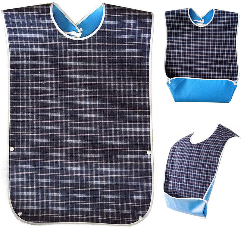 PATPAT Adult Bibs,Adult The Eldly Bib Adult Washable Dining Bibs for Elderly (Blue)(Blue)