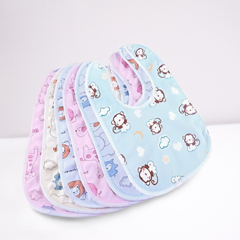 Honey Boo Water Resistant-Premium Super Quality Soft Cotton Daily Use Button bibs Pack 6(Multicolor)