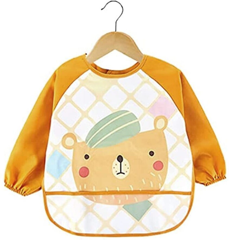 gustave Waterproof Baby Bib with Sleeves and Pocket for Feeding 6 to 24 Months(Yellow (if specified in title/desc, else assume correct))