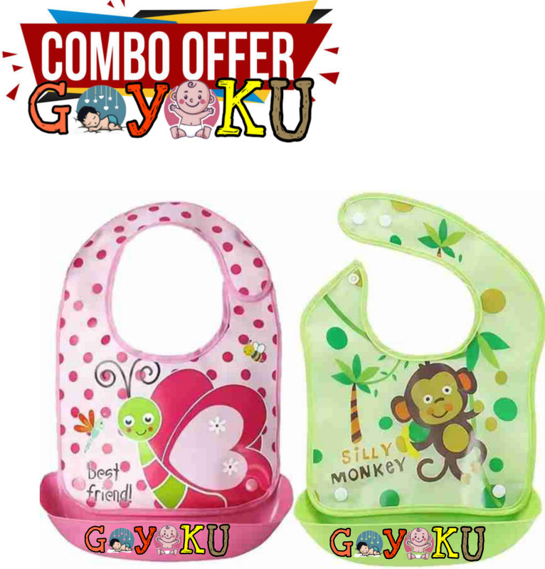 Goyoku Baby Silicone Tray Bib With Detachable Food Catcher(Multicolor)