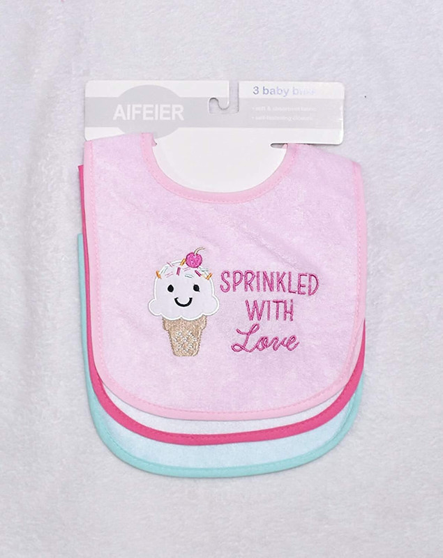 FATON Soft Cotton Baby Feeding Bib | Baby Bibs/Apron Cute Multi Print(Pink)