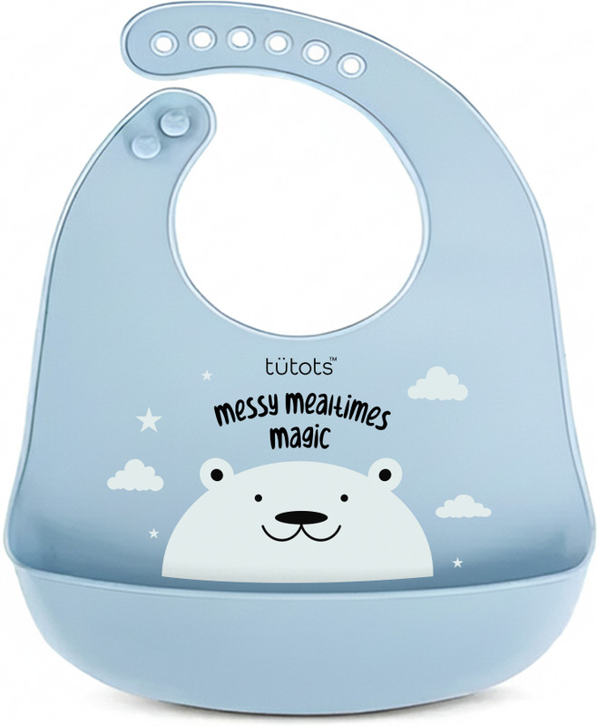 tutots Silicone Baby Bib for Feeding & Weaning Babies and Toddlers Waterproof(Blue)