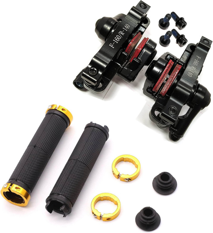 NSV Bicycle Mechanical Disc Brake Caliper Set Front/Rear 180-160mm Cycle handle grip Bicycle Brake Disk(180 mm)