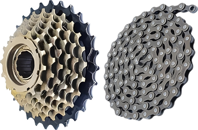 FCC RACING 7 Speed Bicycle Chain Special Steel and Freewheel Cassette 14–28T Combo Set Bicycle Brake Disk