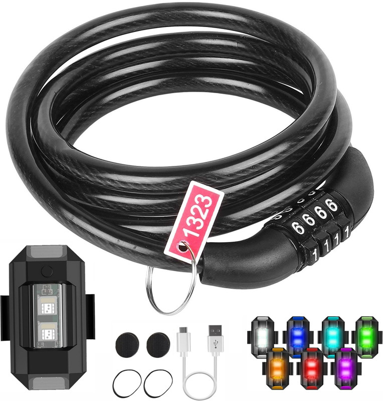 DSTECHBAR Cycle 4 Digit Lock with Universal Safety Small Light High Security (Combo) Cycle Lock