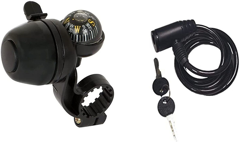 Pancikaa Heavy Duty Steel Cable Safety Lock and Direction identifier Handlebar Bell Cycle Lock