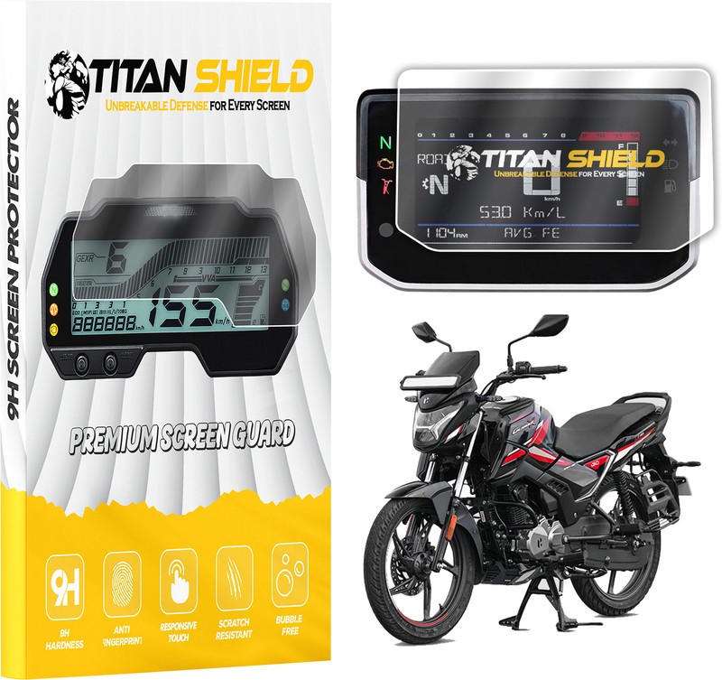Titan Shield Screen Guard For Hero Glamour X [2025] TFT Digital Meter | Anti-Bubble Bike Crash Guard(Hero)