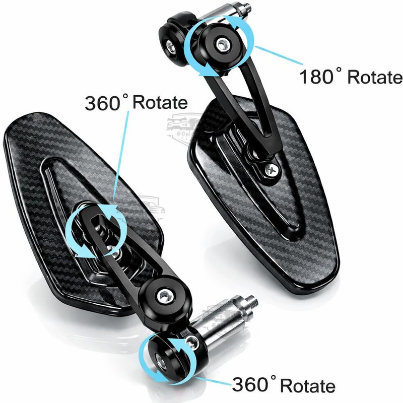 LOVMOTO Universal Carbon 360° Oval Bike Bar End Mirror Folding Rear View Mirror SG9 Handlebar Hand Guard(Hero)