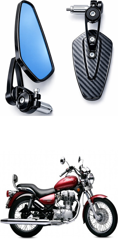 LOVMOTO Universal Carbon 360° Oval Bike Bar End Mirror Folding Rear View Mirror SG62 Handle Bar Donut For Royal Enfield Universal For Bike(Pack of 2)