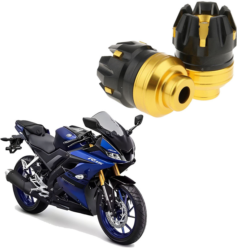 RACER'S EDGE Front Fork Wheel Sliders Crash Protector Gold & Black for R15 V3, R15 V4,R15M Bike Crash Guard(Universal For Bike)