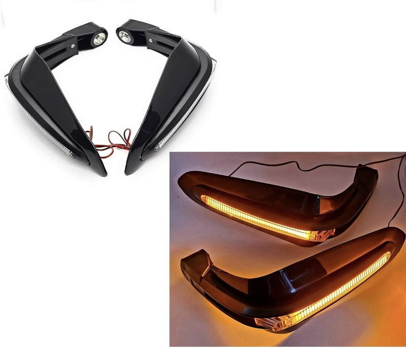 BIKEBLOOM Universal Hand Guard Brake/Clutch Lever Guard with Led Light for All Bikes(Black Bike Crash Guard(Universal For Bike)