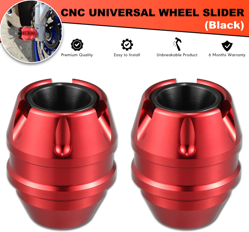 OBEROI'S TRADERS Motorcycle Red Front Fork Slider | Wheel Frame Slider | Axle Protector Bike Crash Guard(Universal For Bike)