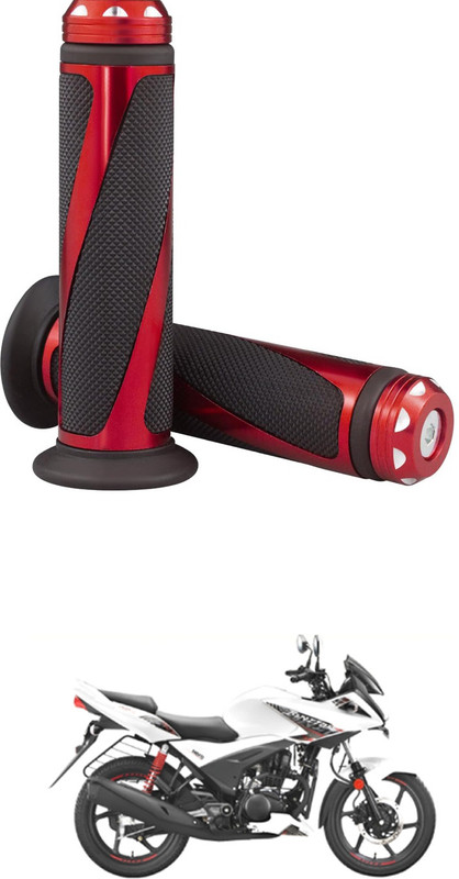 GONAMA Universal 7/8"(22mm) CNC Motorcycle Handlebar Grips with Bar End Cap SX484 Clip-on Handle Bar(Red)