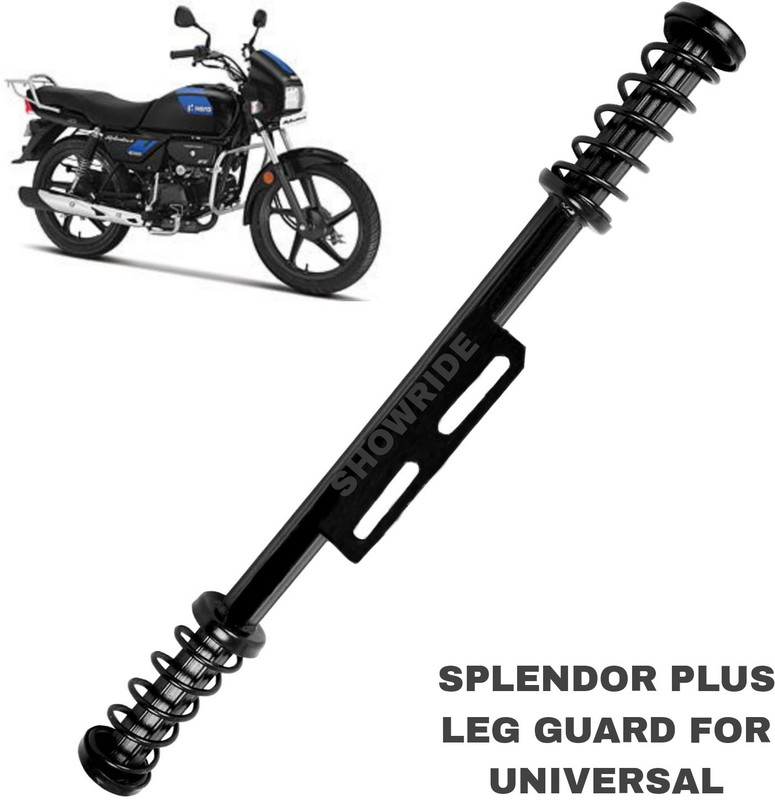 SHOWRIDE Bike Heavy Duty Spring Single Rod Leg Guard Black for Hero Splendor Bike Engine Guard(Universal For Bike)
