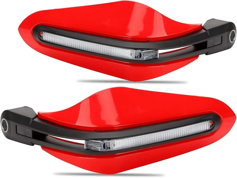 RAWAT Bike Handle Bar Clutch Lever Guard/Wind Deflector with Drl LED Light (Red) Handlebar Hand Guard(Universal For Bike)
