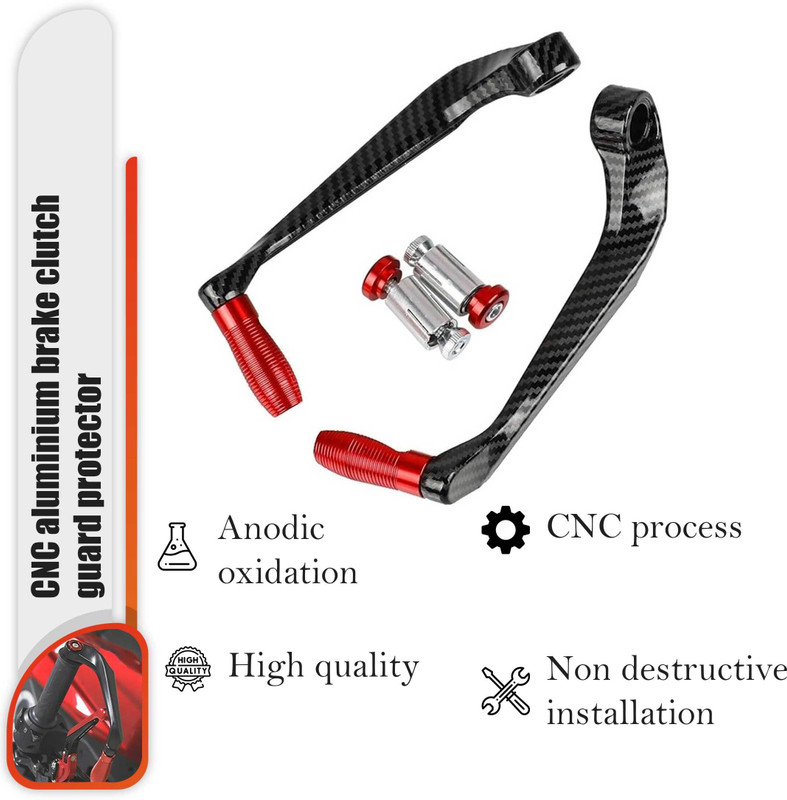 SHOWRIDE Premium Quality Bike Carbon Lever guard Hand Protection(Red) Bike Crash Guard(BMW Motorrad, Bajaj, Honda, KTM, Kawasaki, TVS, Suzuki, Yamaha, Universal For Bike)