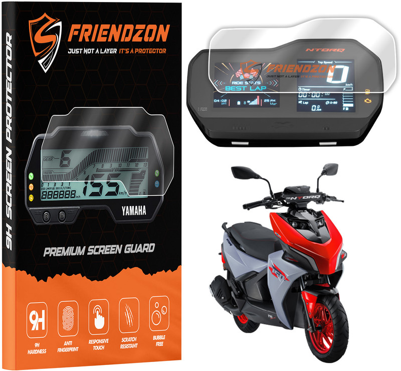 FriendZon Screen Guard For TVS NTORQ 150 2025 BASE MODEL | HD Clear [Not Tempered Glass] Bike Crash Guard(TVS)