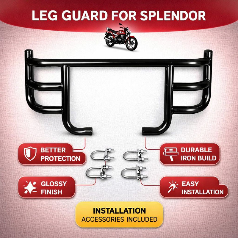 B.K Accessories SPLENDOR AIR FLY LEG GUARD BLACK HEAVY DUTY MATERIAL Bike Crash Guard(Hero)